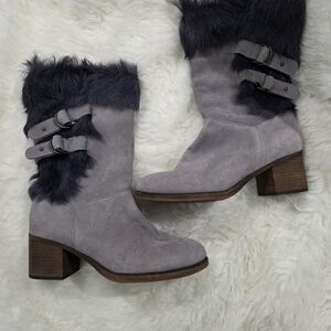 BearPaw Gray Fur-Trimmed Winter Boots